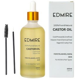 EDMIRE Organic Castor Oil, 100% Pure Cold Pressed Hexane Free Castor Oil for Hair Growth, Eyelashes, Eyebrows Skin & Scalp. Unrefined Natural Hair Oil for Hair & Scalp Treatment, 100ml