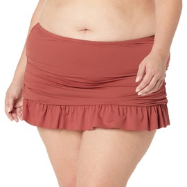La Blanca Women's Island Goddess Skirted Ruffle Hipster Bikini Swimsuit Bottom, Cinnamon, 20W