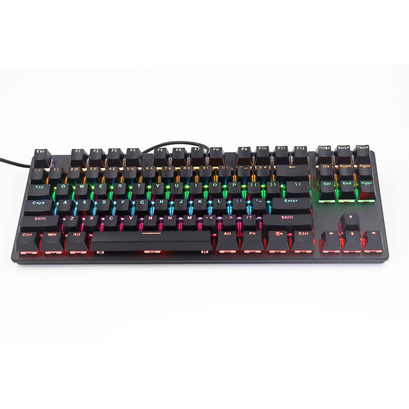 biojee Wired 87-Key Mechanical Gaming Keyboard Rainbow Backlit Keyboard For