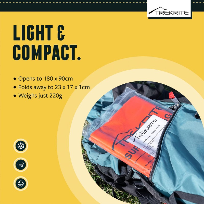 Trekrite Emergency Survival Bivi/Bivvy Bag – Waterproof High Visibility Orange