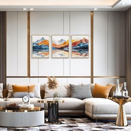 Dazzlewall 3Pcs Boho Watercolor Mountain Wall Art Decor, Modern Abstract Nature Wall Art Prints for Bedroom Office Living Room Decor 12x16 in Unframed