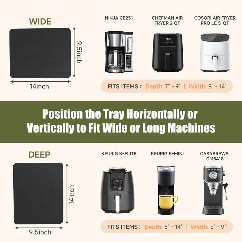 360° Rolling Tray for Coffee Maker, Sliding Tray Countertop Appliance