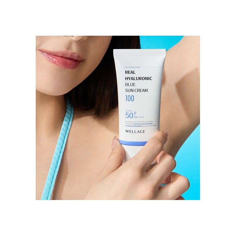Wellage Real Hyaluronic Blue Sunscreen SPF50+ PA++++, 50ml, 1 piece