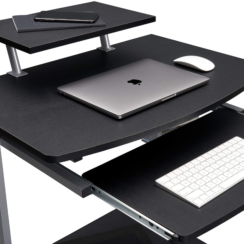Rolling Mobile Computer Desk/Cart with Storage Shelves, Rolling Working Station