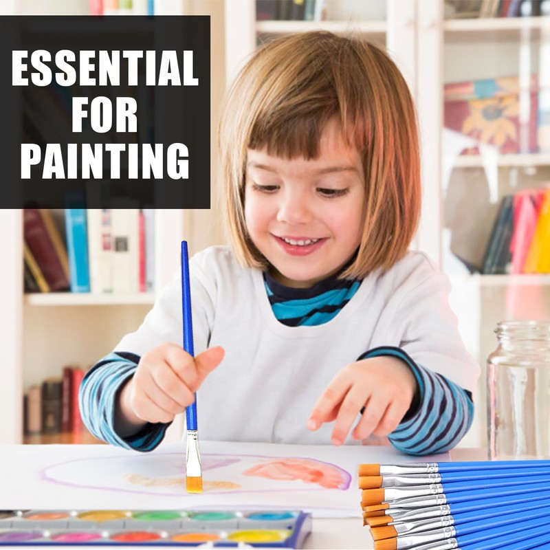 40 Blue Stick Brushes, Nylon Brushes, Craft Brushes, Flat Brushes,