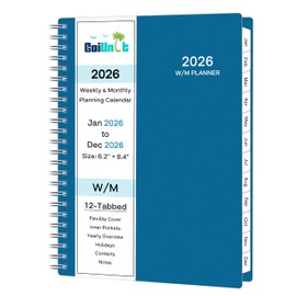 2026 Planner, Weekly ＆ Monthly Planner 2026, Jan 2026 – Dec 2026, 6.2" x 8.42", Flexible Cover, 12 Monthly Tabs, Thick Paper, Spiral Wirebound, Inner Pocket, A5, Green