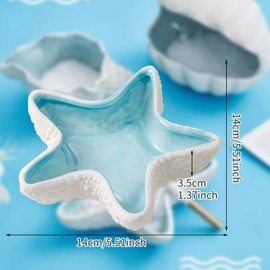 SANTUO Starfish Earrings Ceramic Jewelry Tray, Starfish Necklace Dish Ceramic Ring Earring Holder Ocean-themed Decorative Plate for Rings Earrings Jewelry Watch Keys Necklaces Bracelet Watch Keys