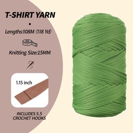 T-Shirt Yarn, 400g/118 Yards Elastic Fabric Crochet Cloth T- Shirt Yarns, Thick Hand Knitting Yarn for Crocheting Bags/Rugs/Baskets/Craft Project/Home Decor, DIY Crafts (Modern, 1-Lake Blue)