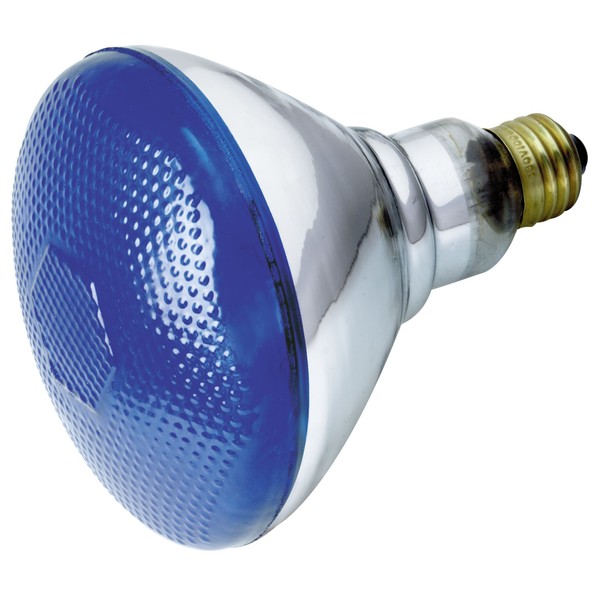Satco S4428 100 Watt BR38 Incandescent 120 Volt Medium Base Light Bulb, Blue