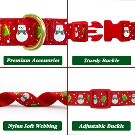 azuza Christmas Dog Collar Adjustable Xmas Dog Collar with Christmas Antler Bow tie Accessories Snowman Dog Collar for Small Dogs