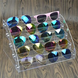 Minedecor 12 Piece Plastic Sunglasses Organizer Clear Eyeglasses Display Case 6 Tier Ey...