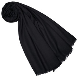 Lorenzo Cana 7831888 Women's Pashmina Scarf 100% Cashmere Scarf Cashmere Pashmina Plain Black, black