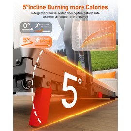 Walking Pad with Handle Bar, Anylife Incline Walking Pad Foldable Treadmill, 2.5HP Portable Under Desk Treadmills for Home, Compact Treadmill 330lb Capacity with LED Display, Dark Red