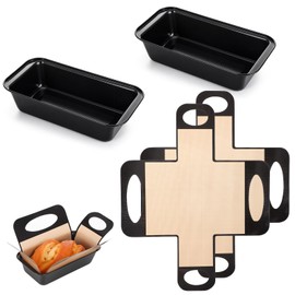 9x5 Loaf Pans for Baking Bread with Silicone Loaf Pan Liner (2 Pack)