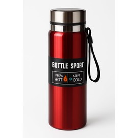 Insulated Vacuum Flask 800ml - Double Wall Stainless Steel Thermos for Hot Drinks, Wide Mouth Travel Bottle (Red)