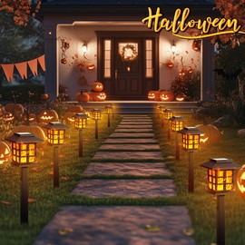 GIGALUMI Solar Lights for Outside,16 Pack Flickering Flame LED Solar Outdoor Lights, Waterproof Garden Light Maintain 10 Hours of Lighting for Christmas, Garden, Landscape, Path, Yard, Patio