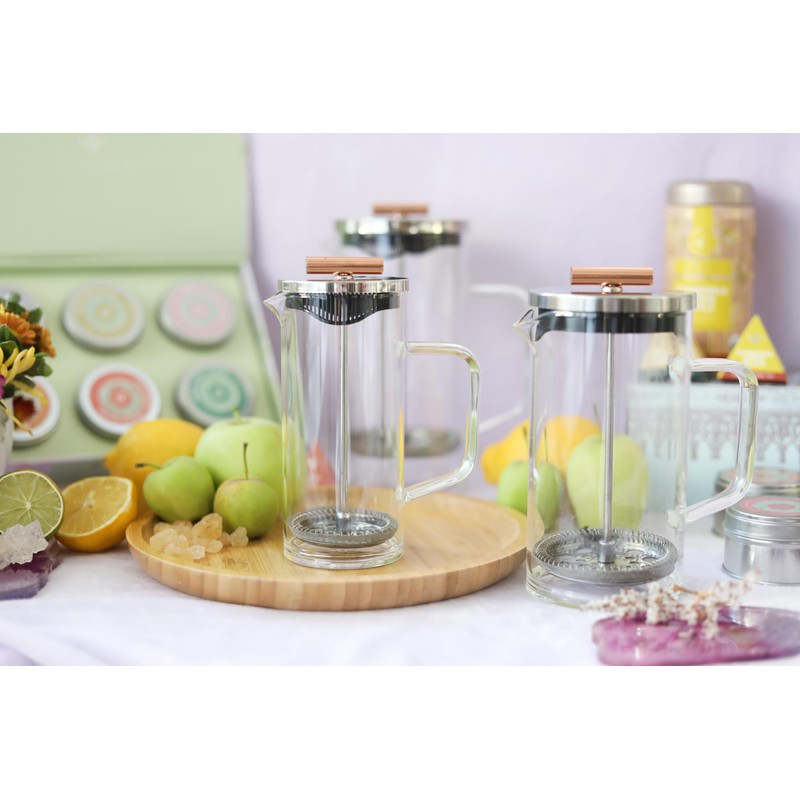 Teabloom Tea Press with Copper Pull Handle and Stainless Steel