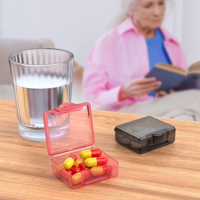 Small Pill Box 4 pcs,Cute Travel Pill Organizer Case Mini