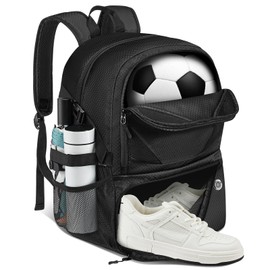 Soccer Bag, Lightweight Soccer backpack with Ball Compartment & Shoe Compartment for Basketball Volleyball & Football, Large and Water Resistant Sports Backpack for Son Daughter Men Women