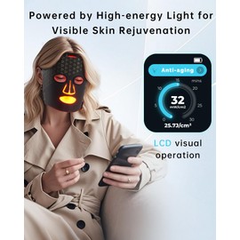 VYM Red Light Therapy Mask: High Power for Glowing Skin Ultra-Thin, Rechargeable Luxury Gift- Black