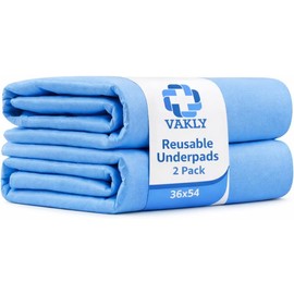 Vakly XL Washable Underpads 36" x 54" [2 Pack] – Reusable Waterproof Bed Pads with Absorbent 4-Layer Protection, Large Incontinence Underpads for Bed, Sofa & Mattress, Adults, Seniors, Kids & Pets