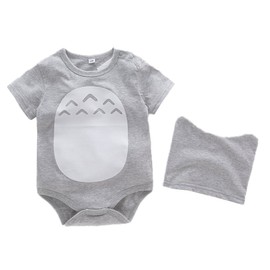 StylesILove Baby Toddler Boy Totoro Short Sleeve Romper with Hat 2-PC Set (80/6-12 Months)