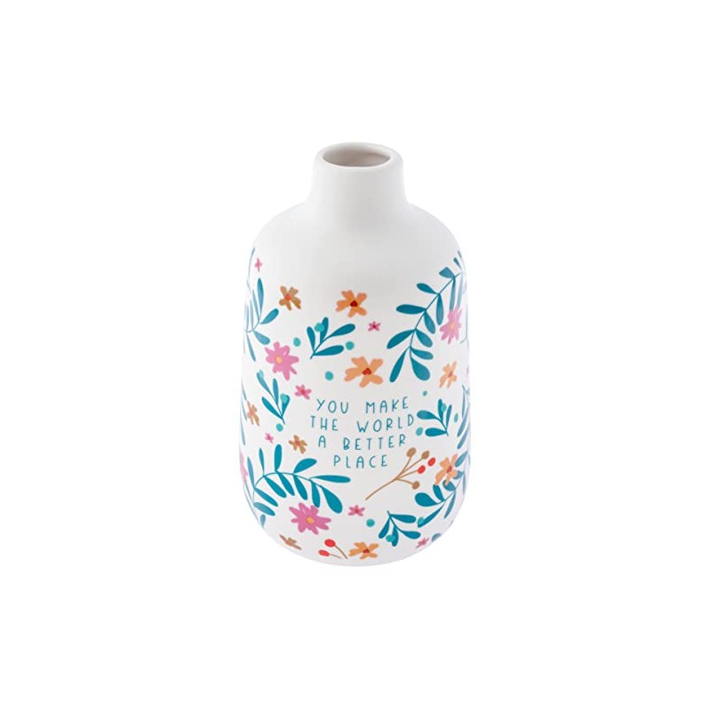 Karma, White Medium Bud Ceramic Flower Vases for Rustic Home