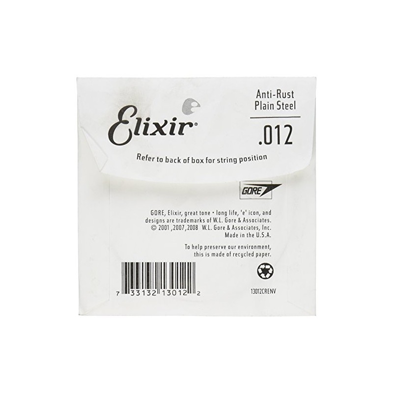 Elixir 13012 Strings Anti-Rust Plated Plain Steel Single String (.012)