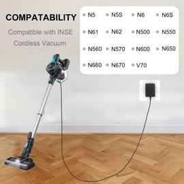 YBSCJHGR Charger Replacement for INSE N5 N5S N6 N6S V70 N61 N62 N550 N560 N570 N650 N660 N670 Cordless Vacuum Cleaner Adapter Power Supply