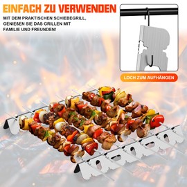 Mordx Stainless Steel BBQ Holder, Skewer Rack for 6 Skewers, Holder for the Grill, Grill Frame, Stainless Steel Grill Rack for Barbecuing, Meat, Vegetables, Ideal for Barbecue Skewers, Meat Skewers,