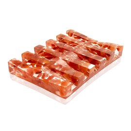 KUHPLOVE Draining Soap Holder Made of Resin, Terrazzo Pattern Tray for Shower or Sink Use, Keeps Bar Soap Elevated and Dry (Double Drainage Southern Red Agate Soap Dish)