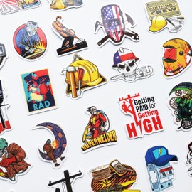 50Pcs Welder Stickers Funny Welding Helmet Stickers Hard Hat Safety Stickers Construction Workers Union Plumber Foreman