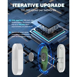 SANJIE Wireless Door Open Alarm Sensor Chime, 800FT Operating Range 55 Chimes 5 Volume Level with LED Indicators,Door Sensor Alarm for Home Store Office Security When Door Opens,1 Receiver 2 Sensors
