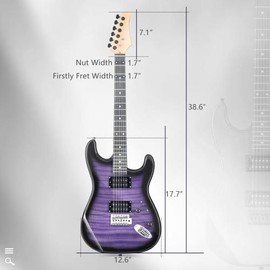 Ktaxon GST Stylish H-H Pickup Tiger Stripe Electric Guitar Kit with 20W AMP Bag Guitar Strap Purple