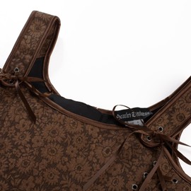 Scarlet Darkness Bustier Tops for Women Renaissance Faire Costume Floral Lace Up Corset Top Brown Size 6