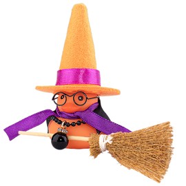 wonuu Car Rubber Duck Decoration,Car Ornaments Duck Car Dashboard Decorations Accessories with Magic Hat Broom Necklace and Sunglasses,Orange