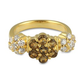 Gold Plated Collectible Jewelry Smoky Topaz Hydro Quartz Gemstone Ring Size M (1488_R6_Smoky Topaz Hydro_ 3.70)