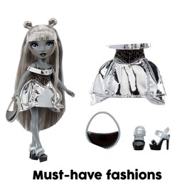 Rainbow High Shadow High Luna Madison - Grayscale 28cm Fashion Doll, Grey Hair, Metallic Grey Outfit, Stylish Handbag, Cute Present for Children 4-10 Years Old