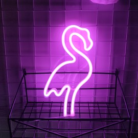 JYWJ Flamingo Neon Sign,USB or 3-AA Battery Powered Neon Light,LED Table Decoration,Bedroom Wall Decoration,Birthday Gift,Wedding Supplies Business Gift (Pink)