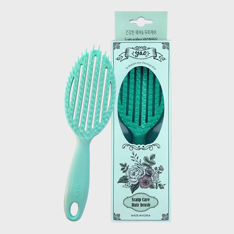 Yao Hairbrush [Scalp Care Round Aqua Sea] Wet Hair Shampoo