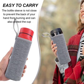 JEYORZY Pack of 3 Water Bottle Holder, Neoprene Bottle Protective Case, Water Bottle Bag with Adjustable Shoulder Strap, Water Bottle Bag, Insulated Bottle Holder for Hiking, Cycling, Heather Grey