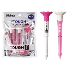 Tabata(タバタ) Golf Durable and Less Bending Tee, Easy to Place Ball, with Height Guide, Conforms to Golf Rules, Made in Japan, Tough Tee, Total Length 80mm / Tee Up Height 40mm, Pink, White, GV1424 80 B