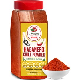 Habanero Pepper Ground 1LB (16oz) - Premium All Natural Chile Powder. No Additives. Hot & Spicy Rich Flavor By Amazing Chiles and Spices.