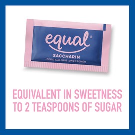 EQUAL Pink Zero Calorie Sweetener, Saccharin Sugar Substitute, Zero Calorie Sweetener Packets, Sugar Alternative, 100 Ct (Pack of 1)