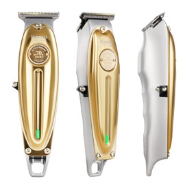 KEMEI Professional Beard & Hair Trimmer for Men, Cordless T-Blade Trimmers, Electric Hair Clippers for Barbers and Stylists, All Body Grooming-Model 1949 Gold