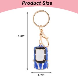 AUCELI Car Key Chain, Rhinestone Detail 3D Cute Model Vehicle Keychain, Creative Auto Keyring Accessories, Universal Fit (Blue)