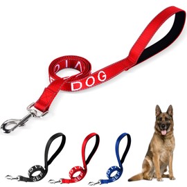 YeeBeny Service Dog Leash, Emotional Support Leash with Neoprene Handle and Reflective Lettering, Service Dog Stuff for Vest for Harnesses, Vests or Collars (Red, 0.6width)