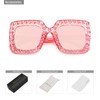 MEETSUN Elton Square Rhinestone Sunglasses-Oversized Bling Shades for Women with