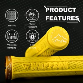 WFS World Map MTB Lock-on Grips – Single Clamp Ergonomic Anti-Slip Mountain Bike Handlebar Grips – Comfort Vibration Dampening for Trail, Enduro, Downhill – Yellow