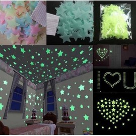 Colorful Glow in The Dark Luminous Stars Fluorescent Noctilucent Plastic Wall Decorations Stickers Mural Decal for Bedroom Kids Girl Baby Room Art Home Ceiling Decor - Color: 2